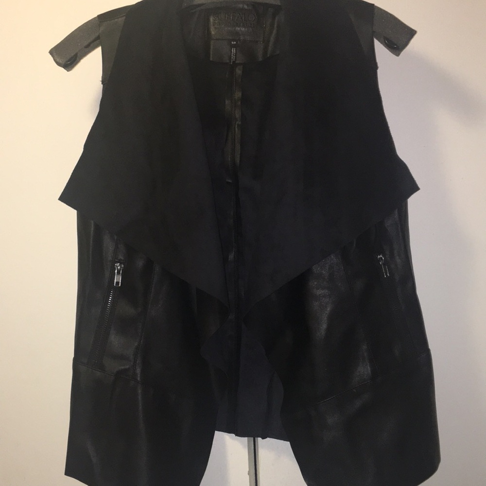 Ladies black faux leather vest WOW!